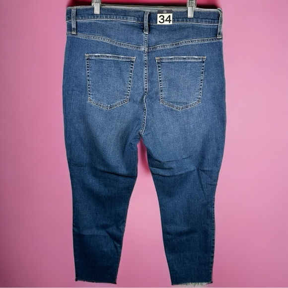 NWT Gap True Skinny Sky High Rise Medium Blue Raw Hem Jeans Size 34 18P Petite - Picture 4 of 8
